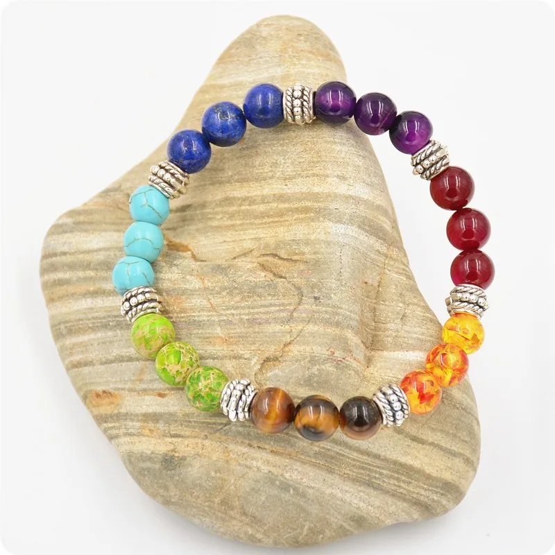 Natural Stone Beaded Bracelet 7 Chakra Beads Birthstone For Women Gift | Украшения и аксессуары