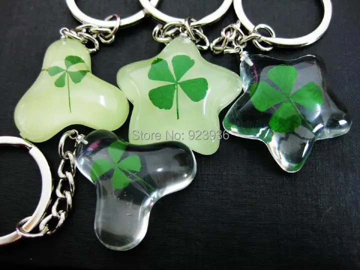 Бесплатная доставка 48 шт. Рождественский брелок Шемрок в виде клевера с четырьмя