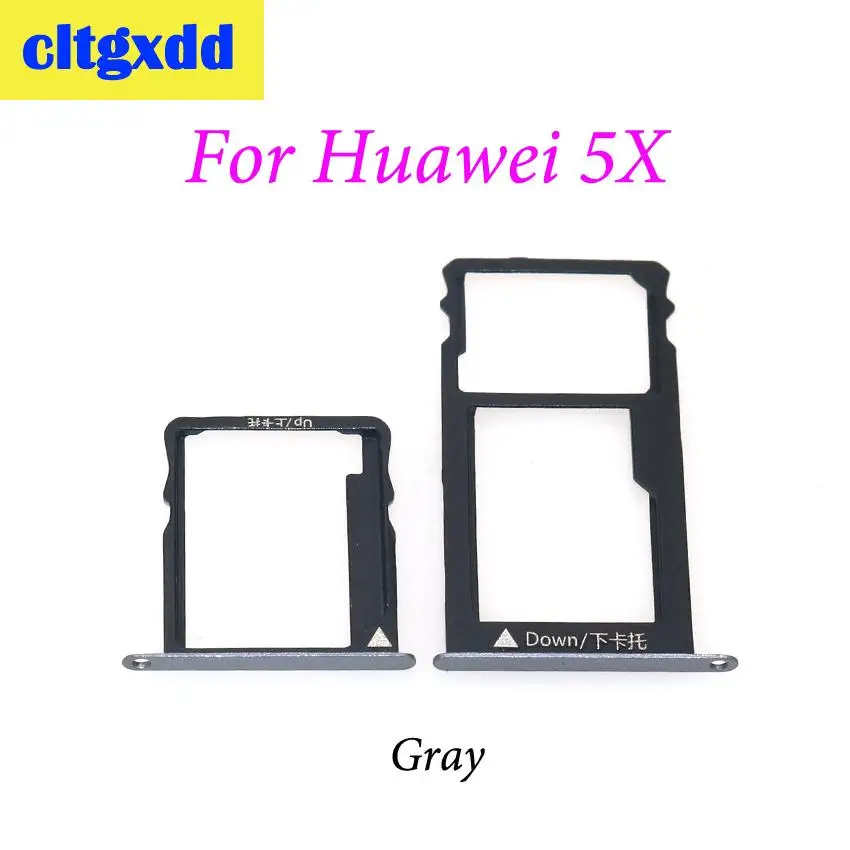 For Huawei 5X Gray Cltgxdd лоток для sim-карт+ Nano SIM& Micro SD для huawei Honor 5C 5X 6X устройство для чтения sim-карт слот Держатель Замена частей - Цвет: For Huawei 5X Gray