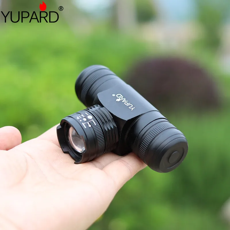 YUPARD T6 светодиодный фар Headlamp1000Lum Масштабируемые Увеличение/уменьшение зума из отрегулировать 5 Режим Водонепроницаемый 3xaaa 1x18650 аккумуляторная батарея лагерь