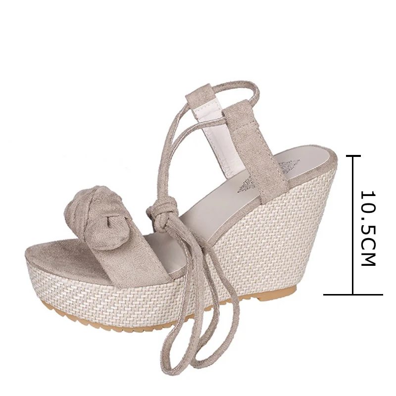 Женская обувь на шнуровке туфли танкетке для женщин сандалии с открытым носком