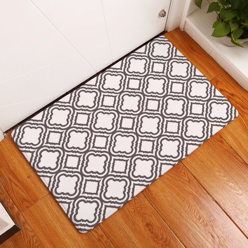 Flannel Entrance Home Anti Skid Blue Floral Wave Decorative Pattern Carpets Light Thin Soft Water Absorption Bedroom Mats | Дом и сад