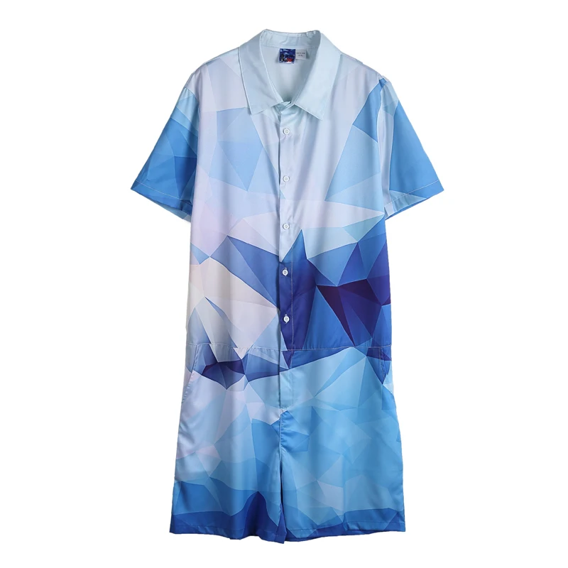 2019 Летний Новый дизайн мужской комбинезон неправильный узор синий Повседневный