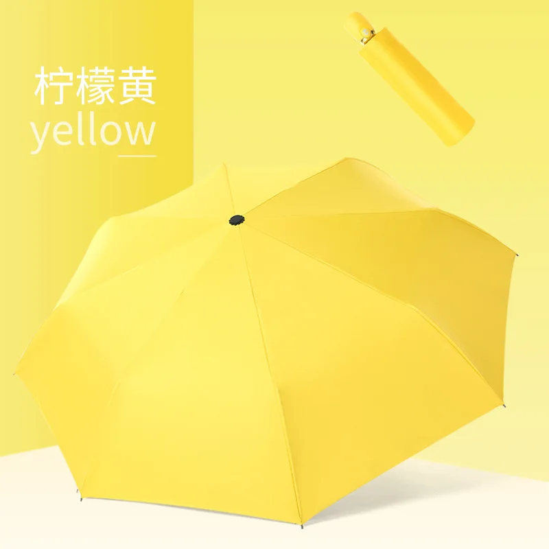 yellow Солнцезащитный автоматический женский зонт с защитой от УФ-лучей, водонепроницаемый Карманный Зонт, три складных женских зонта, мужской дождевик LY29 - Цвет: yellow