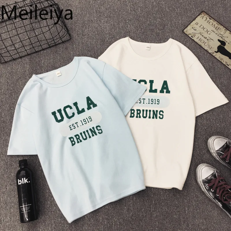Футболка с коротким рукавом и принтом UCLA футболка в стиле Харадзюку Ulzzang