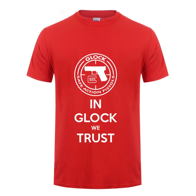 Красный Glock Handgun логотип США Футболка Мужская Уличная Повседневная хлопковая футболка с коротким рукавом и круглым вырезом летняя футболка - Цвет: Красный