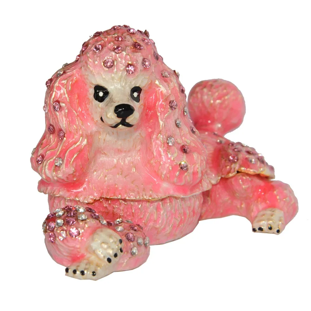 

pink dog jewelry trinket box jewelry organizer birthday gift for her metal giftwares animal sculpture gifts free shipping