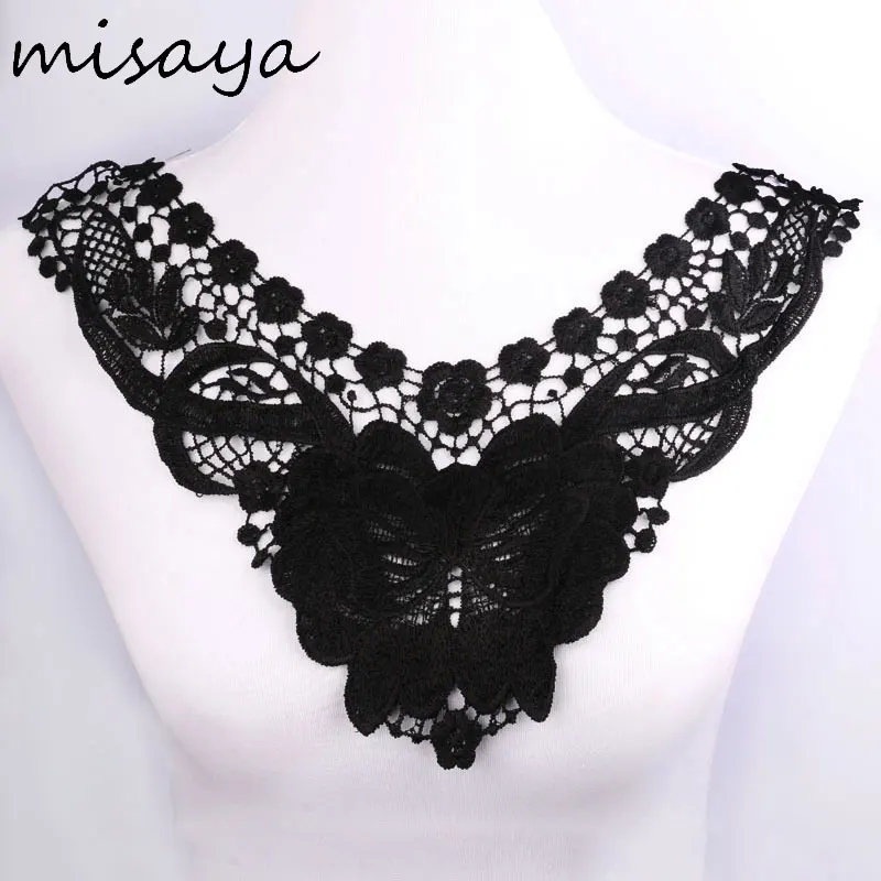 Misaya 1 шт. молочный шелк черный/белый кружевной воротник декольте ткань рукоделие