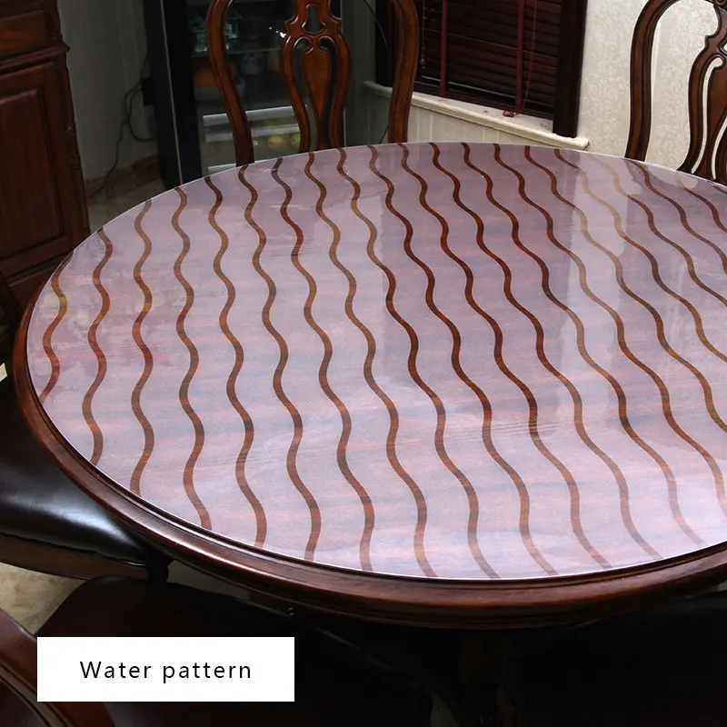 Water pattern 1 IHAD круглая скатерть ПВХ пластиковые скатерти с принтом водонепроницаемый маслостойкий Мягкий стеклянный домашний кухонный коврик диаметр 60-90 см 1 мм - Цвет: Water pattern 1