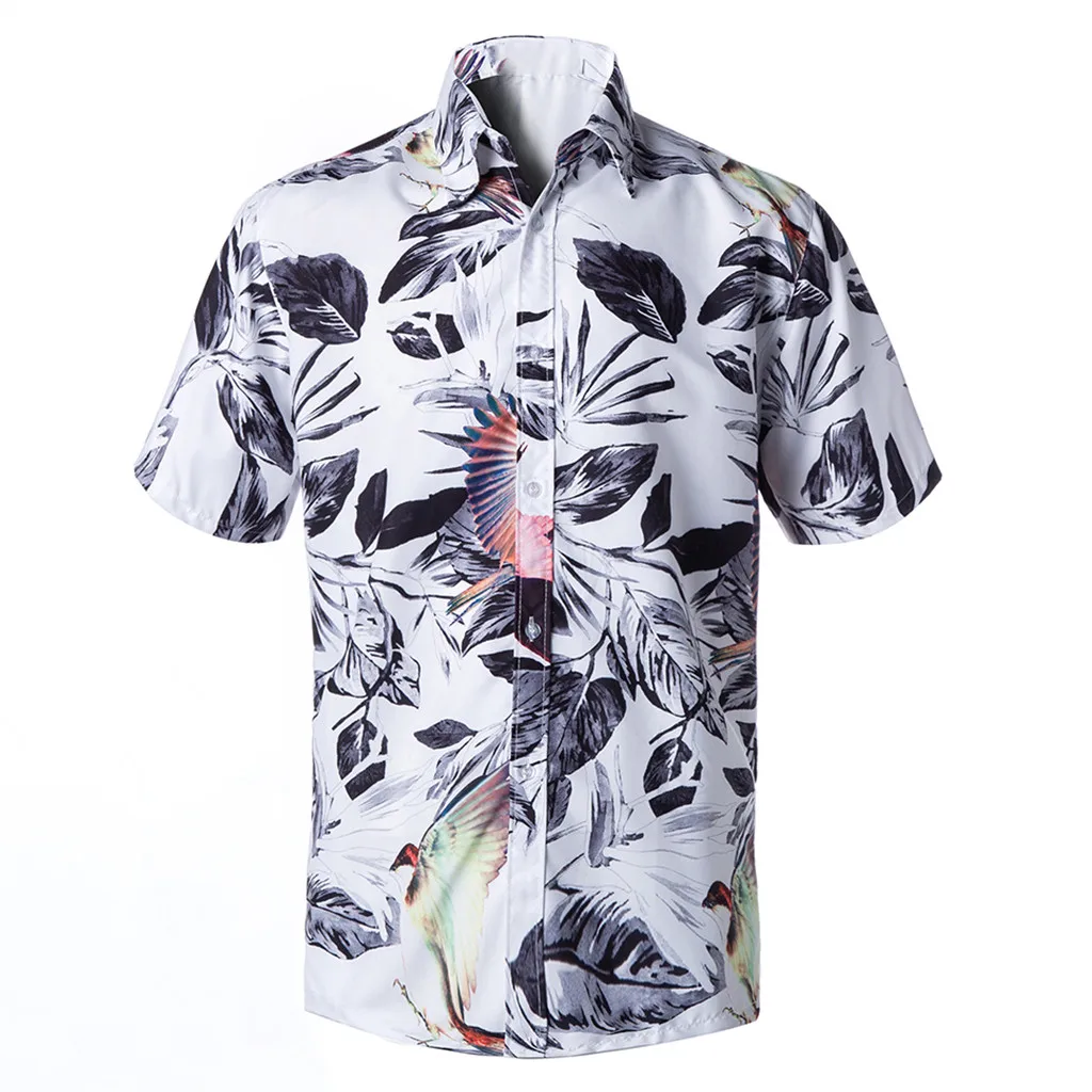 Мужская рубашка с принтом летняя Пляжная коротким рукавом 5 16|Повседневные