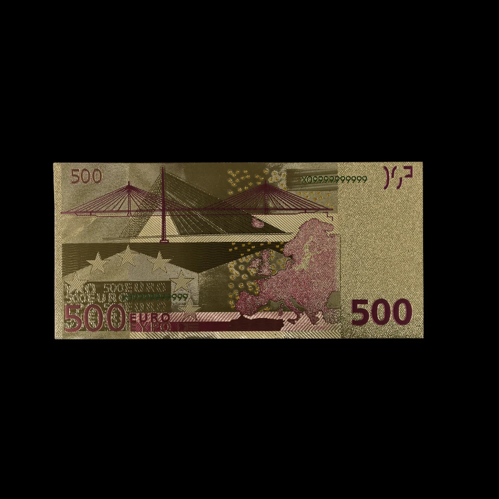 10 шт/партия цветные евро 500 евро банкноты в 24 K золото ЕС поддельные деньги изысканный ремесло коллекция подарки