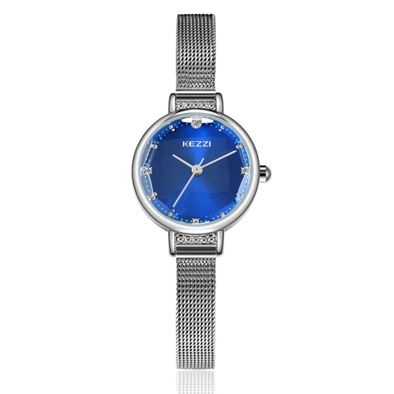Blue Watch Kezzi, розовое золото, женские часы, роскошный кристалл, циферблат, Женские кварцевые наручные часы, браслет из нержавеющей стали, часы, reloj mujer - Цвет: Blue Watch