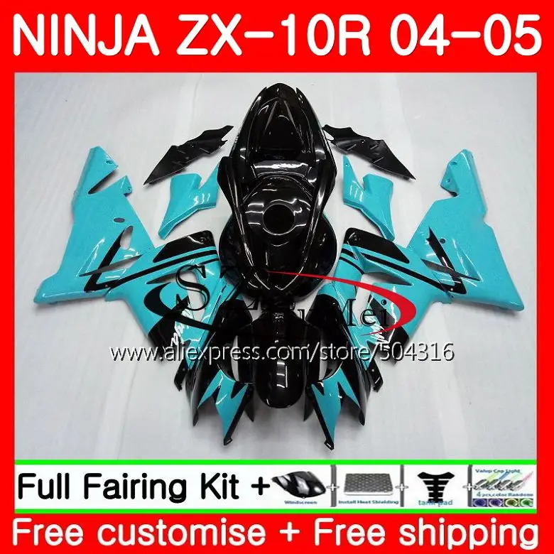 

Боди для KAWASAKI NINJA ZX1000C ZX-10R 04-05 ZX1000 C Глянцевая cyan 15SH21 ZX 10 R ZX10R 04 05 ZX 10R 2004 2005 обтекатели комплект