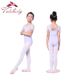 Милые балетные шнурки для девочек, гимнастическое платье, танцевальное костюм короткие рукава, гимнастическое трико