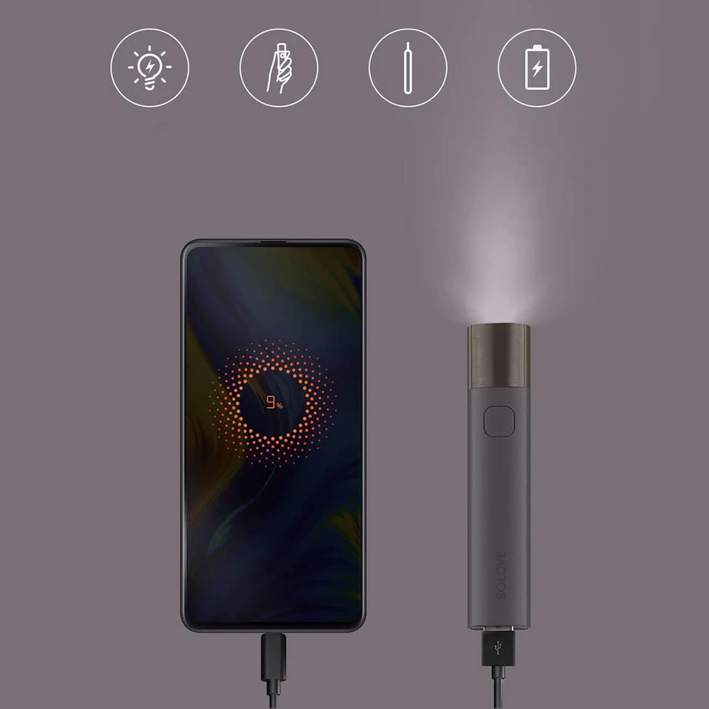 Xiaomi Mijia Solove X3 USB Перезаряжаемый яркий фонарик для повседневного использования 3000