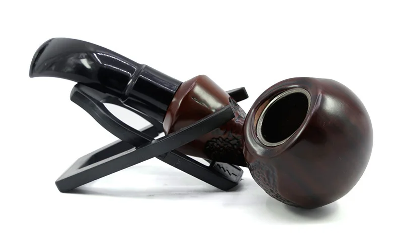 

retro vintage smoking pipe dark red wood color classic herb tobacco pipes bent stem resin acrylic cigarette holder with gift box
