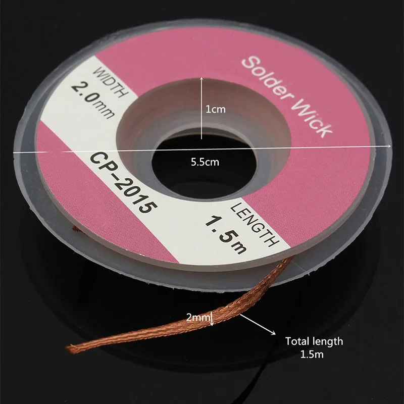 Оплетка для удаления припоя 5 футов/1 м x 2 мм медный фитиль катушка провод
