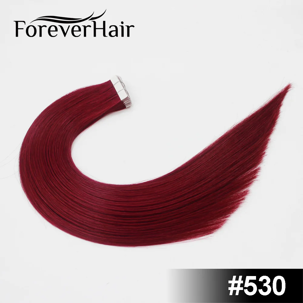 FOREVER HAIR 2,0 г/шт. 1" Remy лента для наращивания человеческие волосы для наращивания кутикулы бесшовные прямые волосы для уток кожи салон стиль 20 шт/ПАК - Цвет: #530