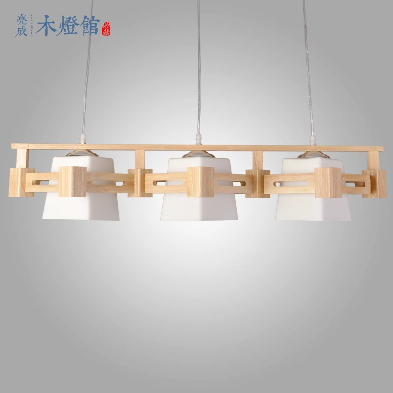 Solid Wooden Chinese style wooden art modern minimalist atmosphere pendant lamp meal living study light MZ138 | Освещение