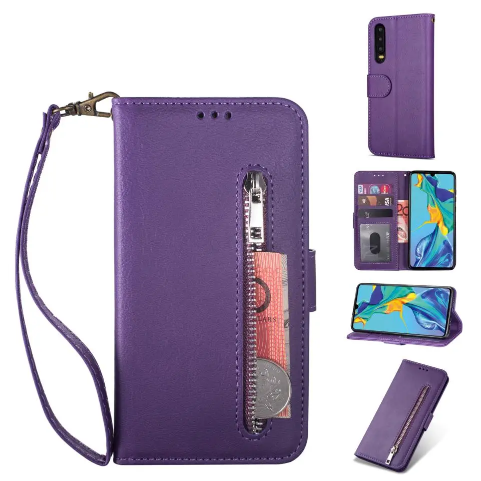 Чехол для Huawei P30/P30 Pro/P30 Lite премиум класса из натуральной кожи на молнии с