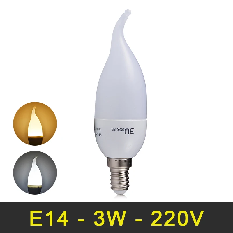 

LED Candle Bulb E14 Chandelier SMD2835 LED Bulb AC220V 240V LED Lamp 3W Energy Saving For Living Room Bedroom Lighting