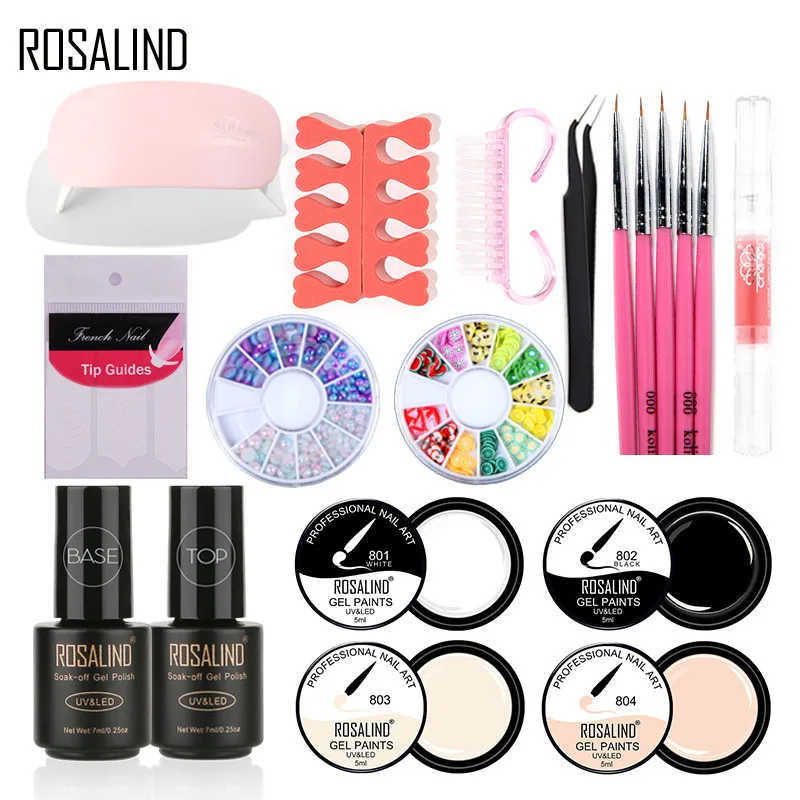 RA00-4RFS9KITS-01 Rosalind черная бутылка комплект гель-лака и набор 7 мл и 5 мл полулак Перманентный УФ Гель-лак для ногтей Набор для наращивания ногтей инструменты - Цвет: RA00-4RFS9KITS-01