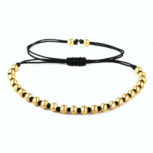 

New Brand Men Bracelets Gold Round Beads Braiding Macrame Bracelet For Men And Women AS Men Bracelet Jewelry Gift