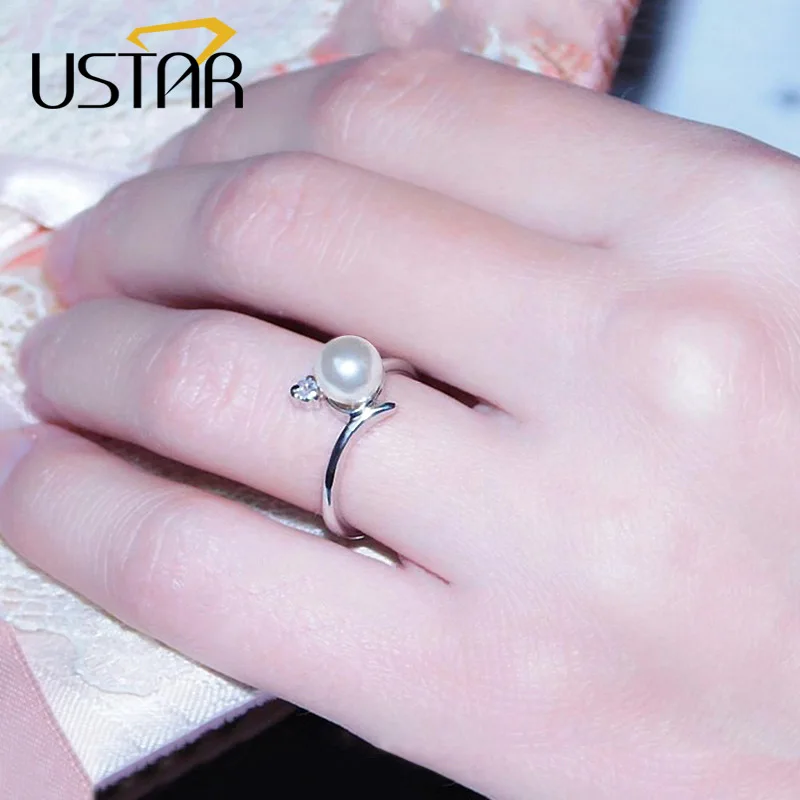 Свадебные кольца USTAR с жемчугом для женщин ювелирные изделия кубическим