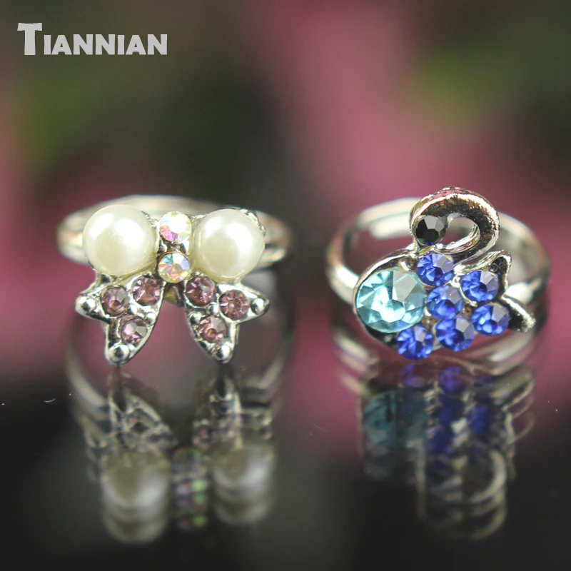 Оптовая продажа 5 штук в наборе ассорти с украшением виде кристаллов кольцо