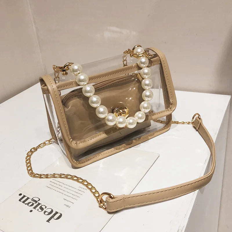 Женская дизайнерская сумка на цепочке милая девочка Прозрачный Jelly однотонная