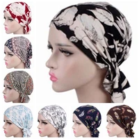 vintage printed turban cap women retro ethnic style beanie femme head wrap elastic indian hat female muslim chemo hat headwear