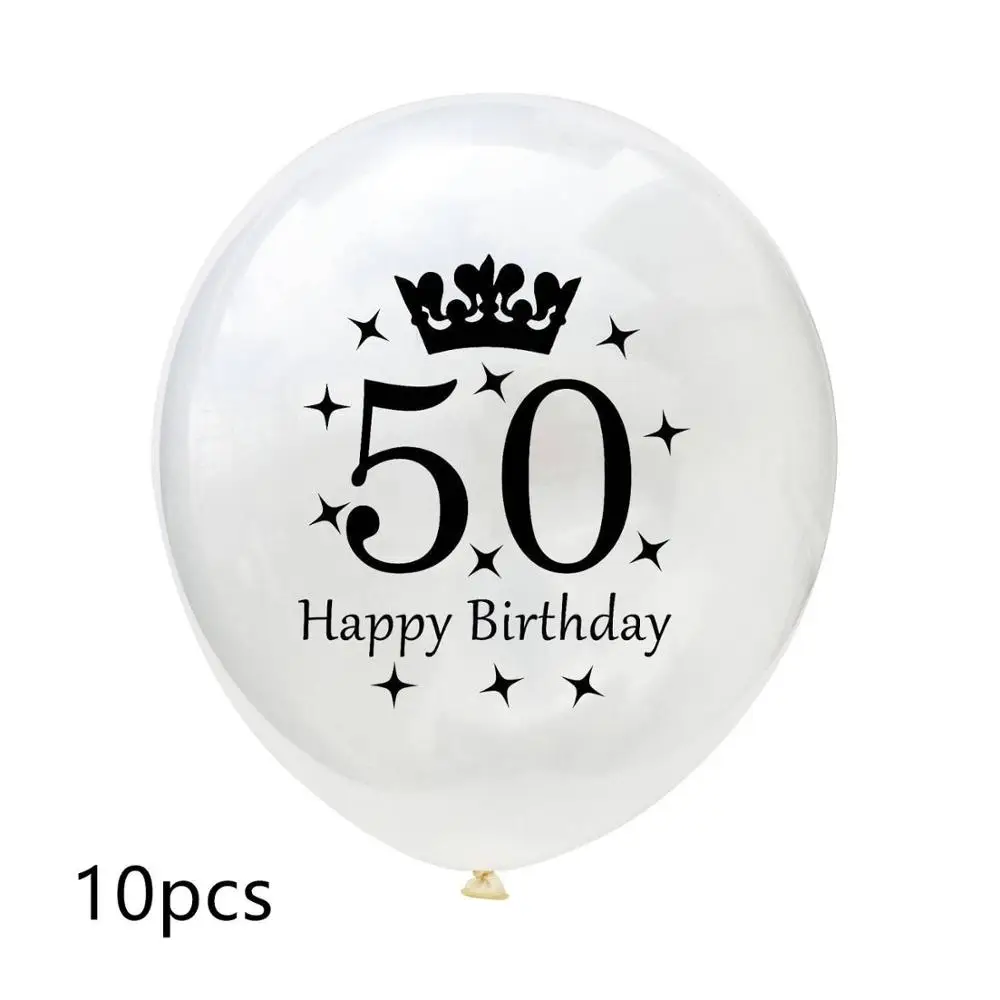 10pcs 10 шт 12 дюймов прозрачные блесток баллоны 16/18/21/30/40/50/60/70/80/90 лет конфетти воздушные шары для дня рождения вечерние украшения - Цвет: 10pcs