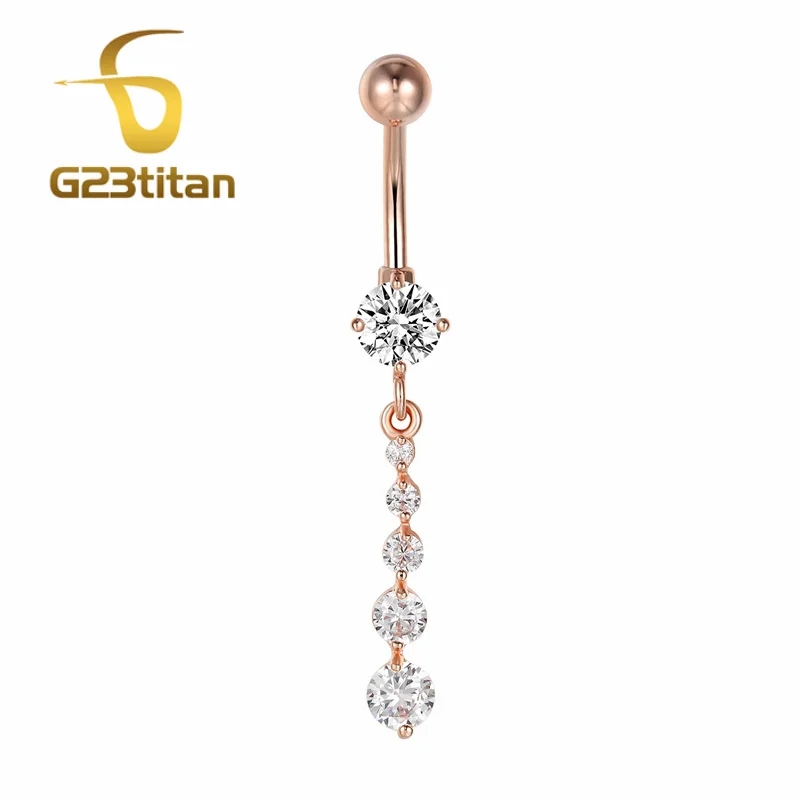 Piercing Jewelry G23titan розовое золото серьги для пирсинга пупка для пупка Пирсинг Кольца Хирургическая сталь ювелирные изделия для тела Пирсинг Nombril - Окраска металла: Piercing Jewelry