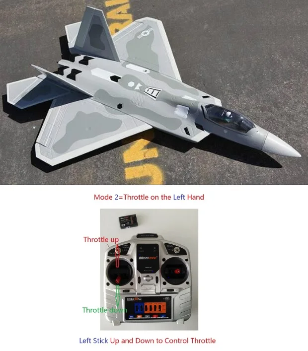 mode2 Радиоуправление электрический RC EDF реактивный самолет хобби F22 50 мм RTF, но без батареи - Цвет: mode2