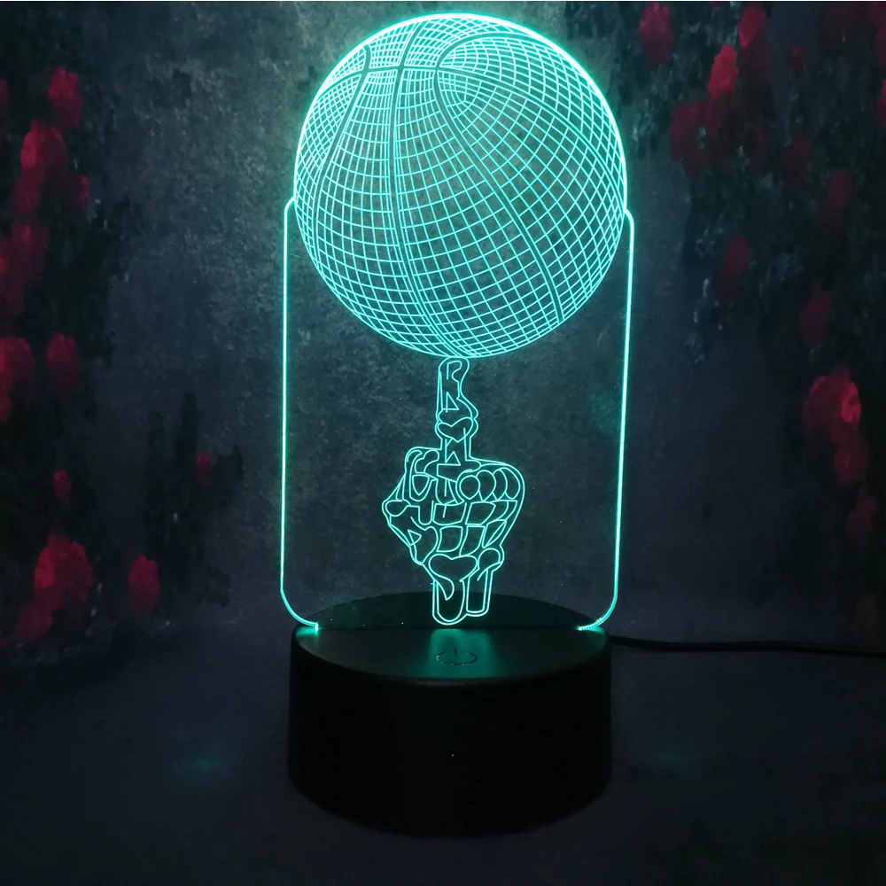 Free Shipping New Hand Beasketball 3D Night Light LED 7 Colors Touch Remote USB Illusion Lamp Birthday Xmas Decor kids Toy | Освещение