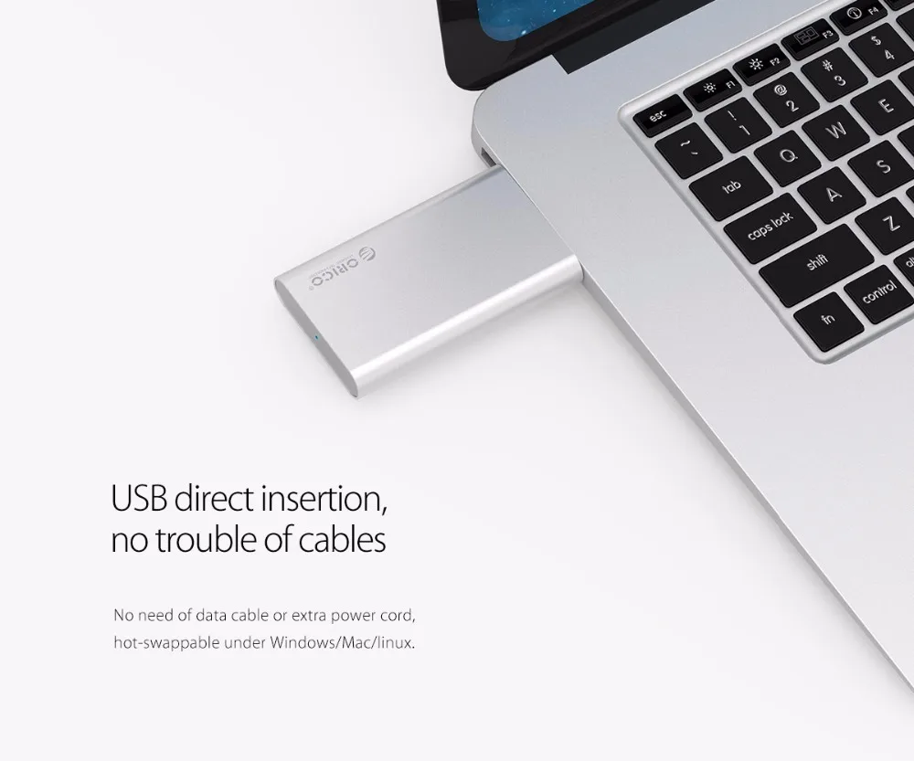ORICO Алюминий мини mSATA SSD HDD корпус USB3.0 5 Гбит/с высокоскоростной винт крепления для Windows/Linux/Mac-Серебристый