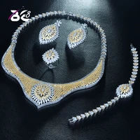 be 8 copper cubic zirconia wedding jewelry set dubai bridal 4pcs necklace bracelet earring set dating parure bijoux femme s269
