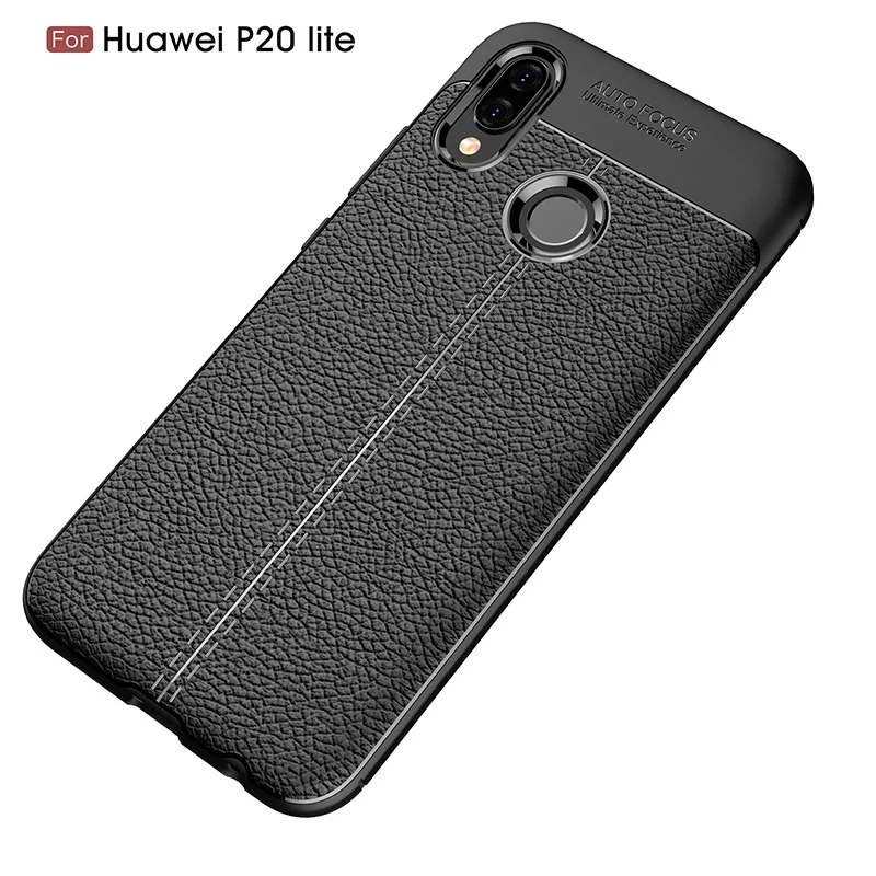Личи зерна узор кожаный кожа каучук силиконовый чехол на смартфон huawei P20 Lite чехлы классический личи матовая Мягкие силикон селиконовые ТПУ чехла случаи на хуавей п20 лайт бампер случае case Обложка чехол nova 3e