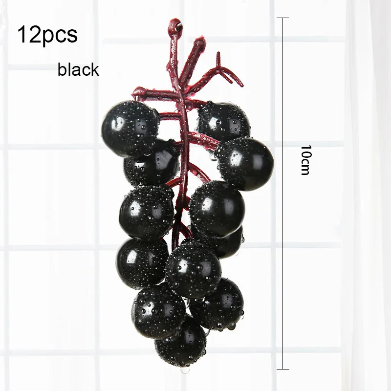 12pcs black 1 шт Искусственные Фрукты Пластиковые искусственные виноградные поддельные фрукты для дома украшение стола для вечеринки - Цвет: 12pcs black