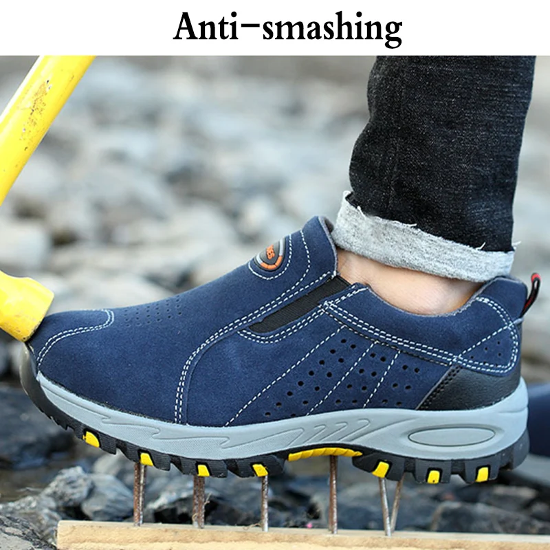 Safety Belt Steel Toe Work Shoes 2022 Men's Summer Fashion Breathable Non-slip Casual Boots Puncture Insurance | Обувь