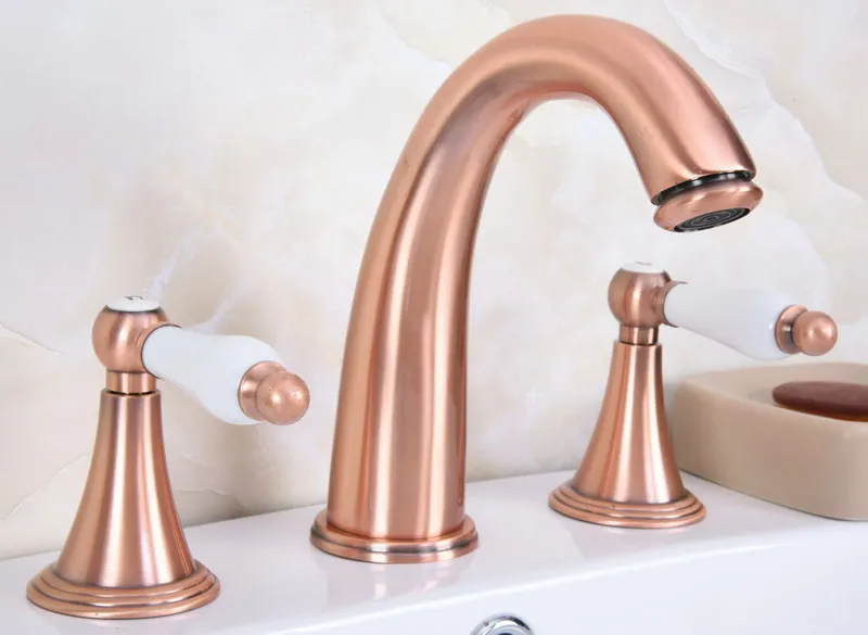 3 шт. античная красная медь на бортике смеситель для ванной комнаты Смеситель