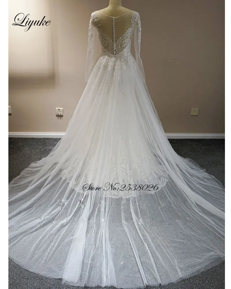 Женское свадебное платье с круглым вырезом элегантное блестящее кружевное 2 в 1