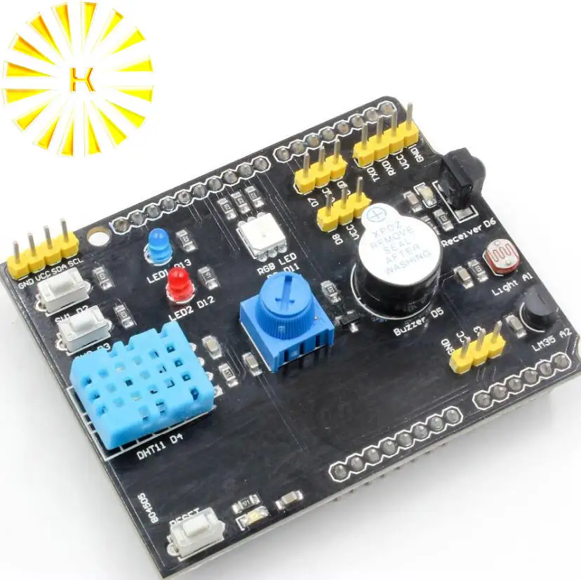 DHT11 LM35 датчик температуры и влажности Плата расширения адаптер для Arduino UNO R3 RGB LED