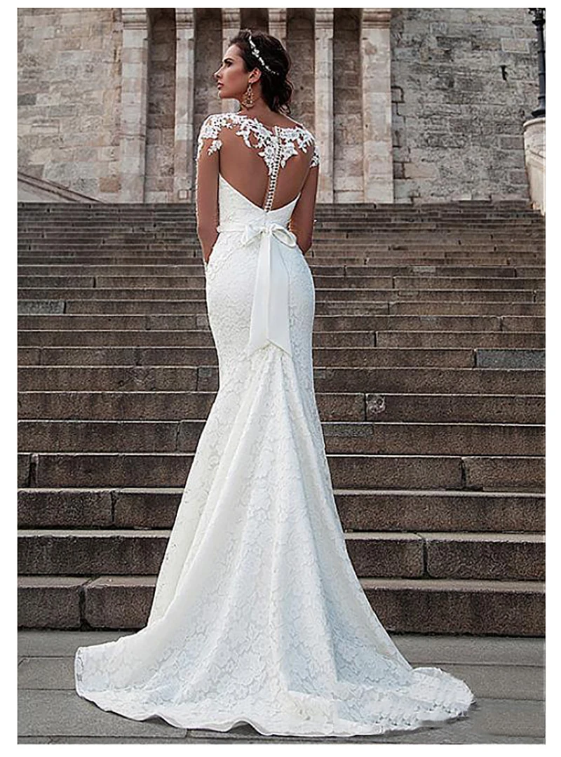 Свадебное платье-Русалка LORIE кружевное свадебное платье с длинными рукавами и