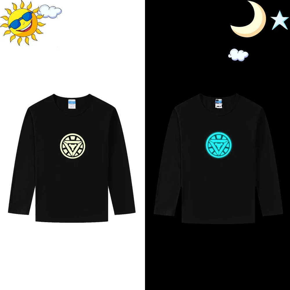 Black Long Sleeve LYTLM/Детский костюм «Железный человек» футболка для девочек с надписью «мстители», «эндгейм», «мстители», светящиеся футболки для мальчиков, Koszulki Meskie, Детская рубашка для девочек - Цвет: Black Long Sleeve