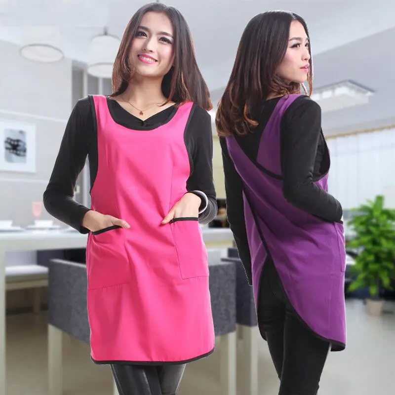 

Cross Back Sleeveless Apron Restaurant Coffee Shop Work Clothes Household Kitchen Apron With Pocket Women Apron Dress Waitress