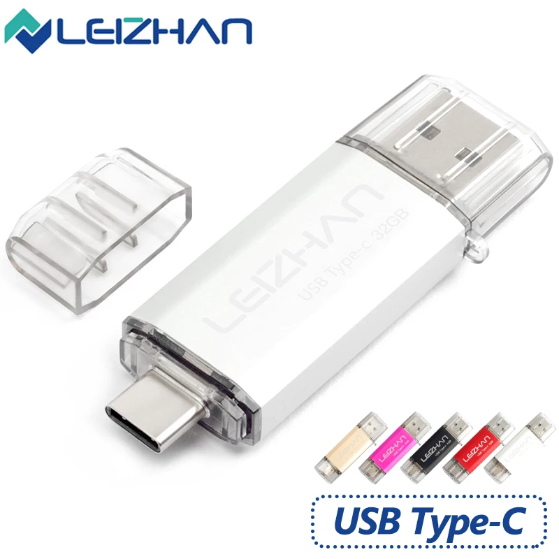LEIZHAN USB C флеш накопитель 128 ГБ Тип 32 Гб usb 16 флэш memorias 64 c u диск otg диск|USB