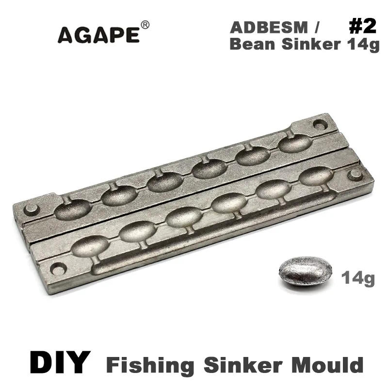 Агапэ DIY рыболовные бобовые грузила прессформы ADBESM/#2 бобовые грузила 14 г 6 полостей