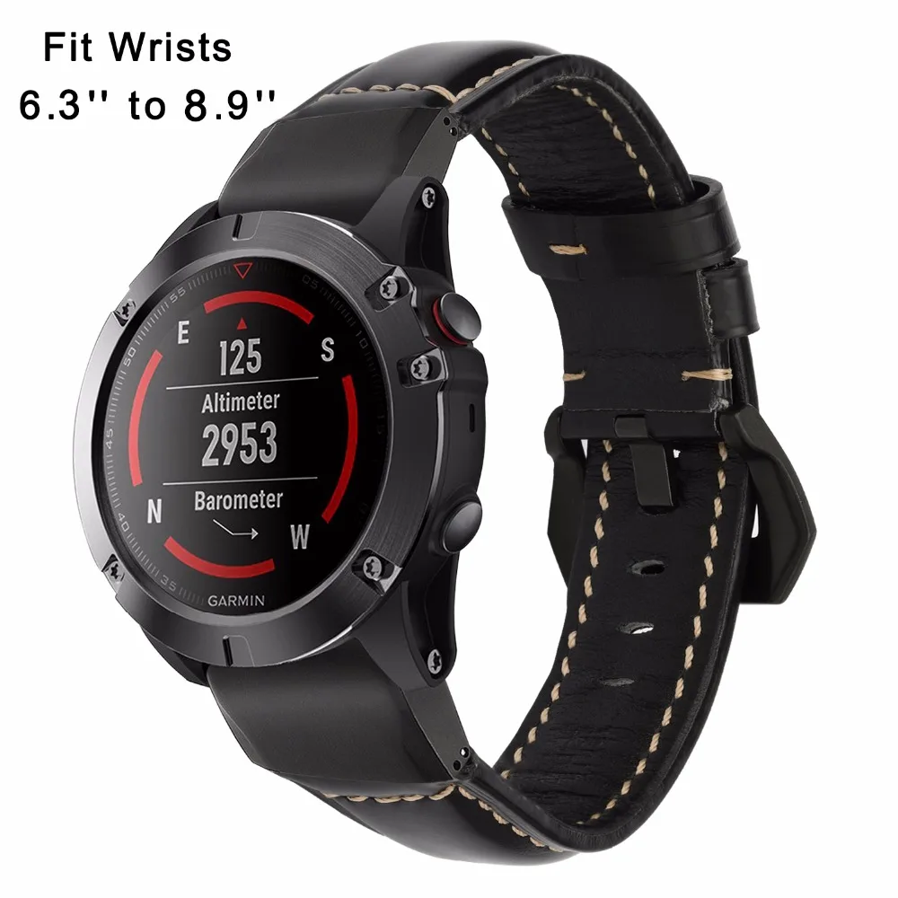Ремешок для часов 26 мм из натуральной кожи ремешок Garmin Fenix 5X/5X Plus/3/3 HR/D2/Descent MK1