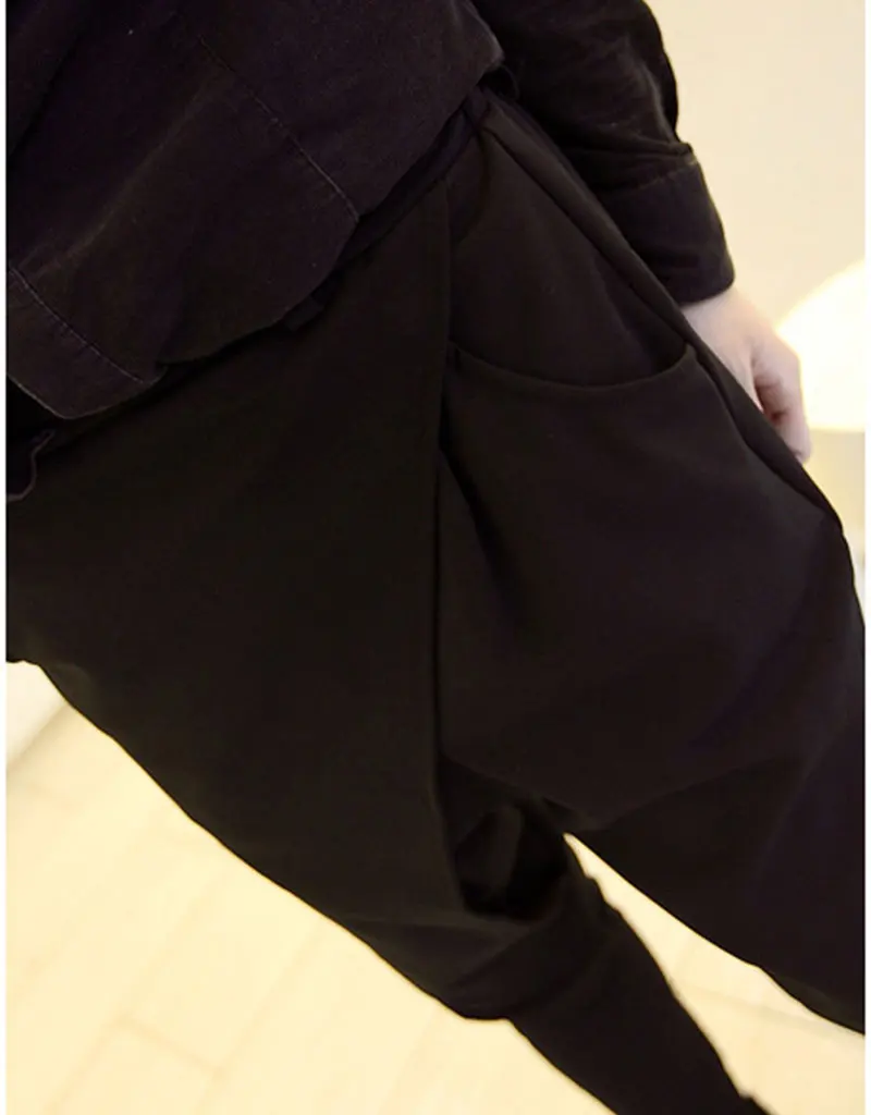 Мужские шаровары в стиле панк черные модные хипстерские брюки хип хоп с низкой